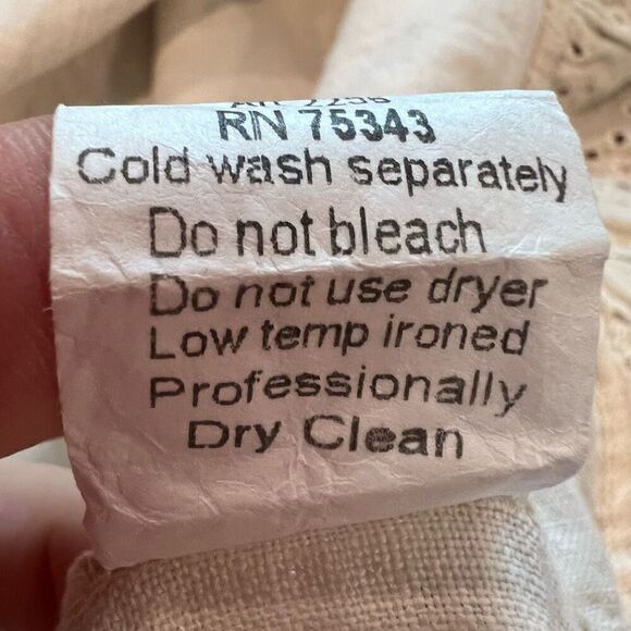 Terzo Millennio Italian 100% Linen A-Line Eyelet Midi Dress Size M - Picture 6 of 6